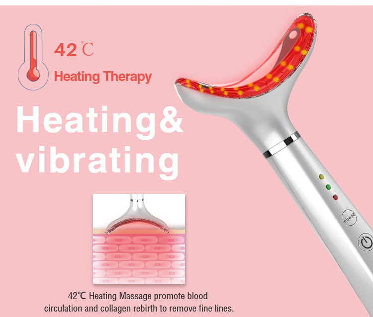 Heating and vibrating in Face & Neck Lifting Massager BP-222N 