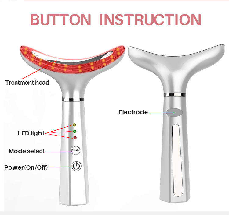button instruction of Face & Neck Lifting Massager BP-222N 